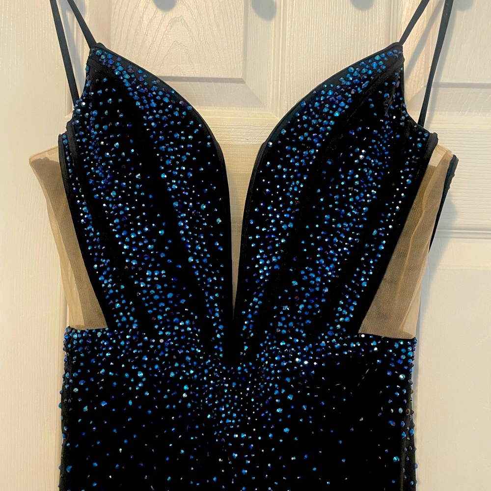 Black and Blue Rhinestone Dress